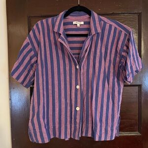Madewell 100% Linen Button-Up Camp Shirt in Stripe